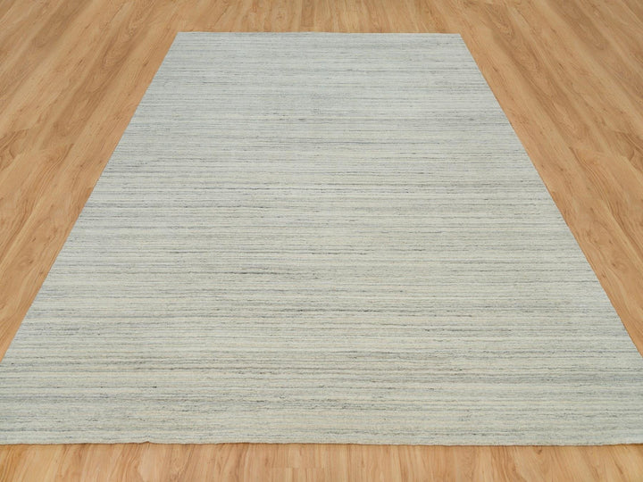 9'1" x 11'11" New Hand Loomed Ivory Wool Rectangle Oriental Rug - MOA10290126