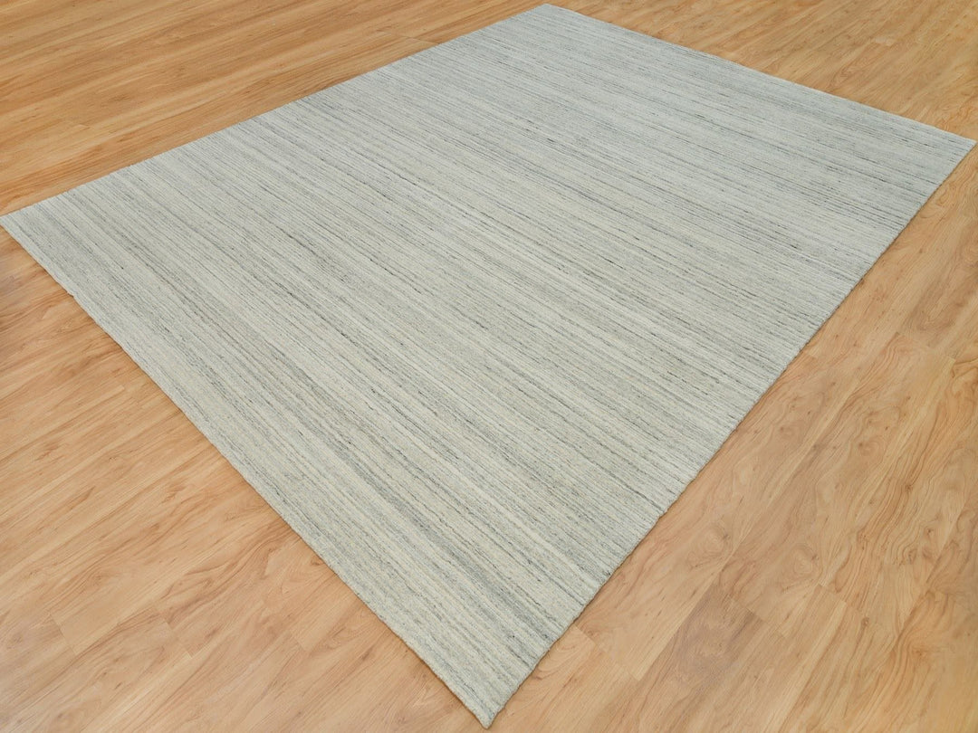 9'1" x 11'11" New Hand Loomed Ivory Wool Rectangle Oriental Rug - MOA10290126