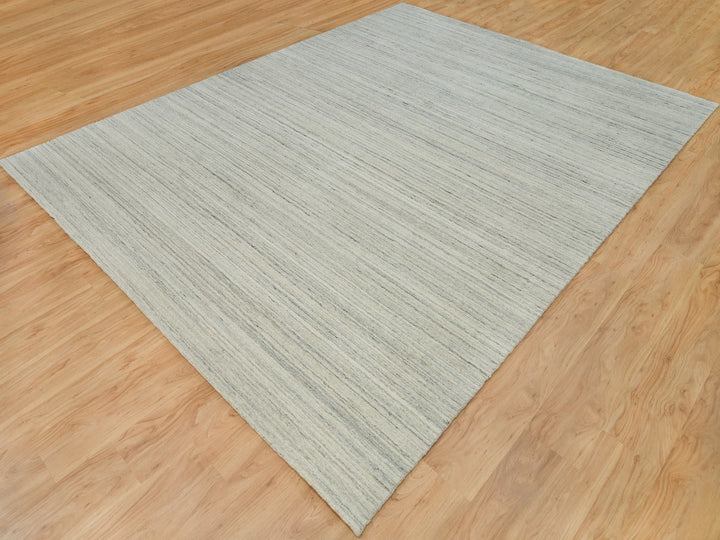 9'1" x 11'11" New Hand Loomed Ivory Wool Rectangle Oriental Rug - MOA10290126