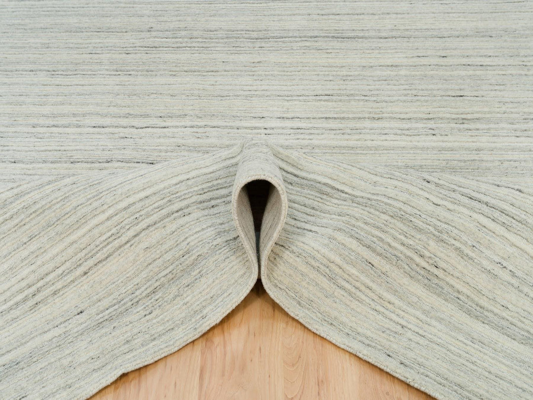 9'1" x 11'11" New Hand Loomed Ivory Wool Rectangle Oriental Rug - MOA10290126