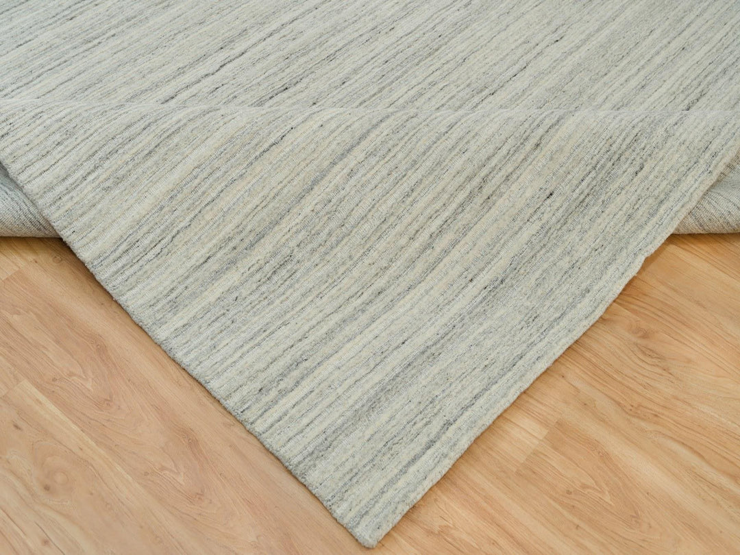 9'1" x 11'11" New Hand Loomed Ivory Wool Rectangle Oriental Rug - MOA10290126