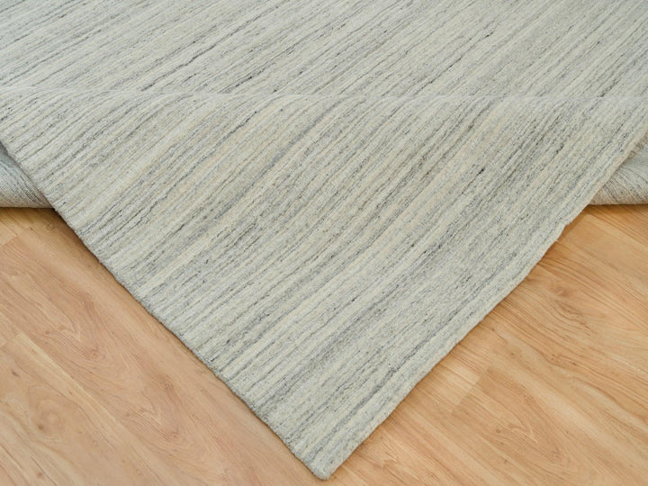 9'1" x 11'11" New Hand Loomed Ivory Wool Rectangle Oriental Rug - MOA10290126