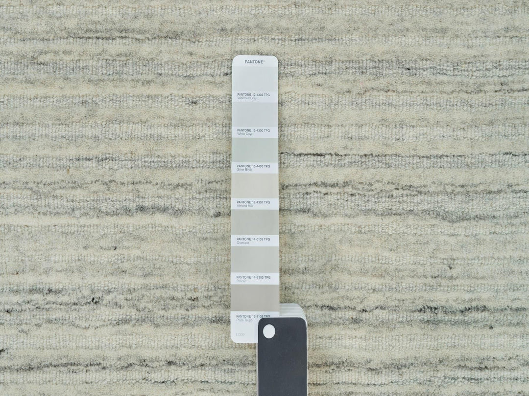 9'1" x 11'11" New Hand Loomed Ivory Wool Rectangle Oriental Rug - MOA10290126