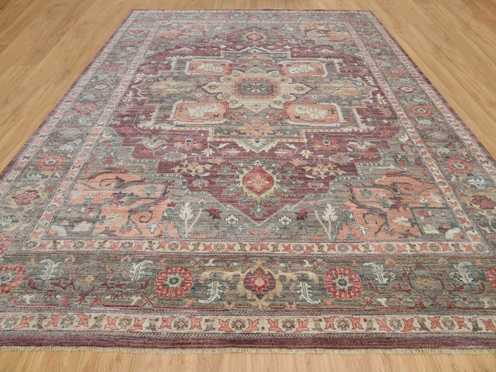 13'10" x 17'9" New Hand Knotted Red Wool Rectangle Oriental Rug - MOA10290137