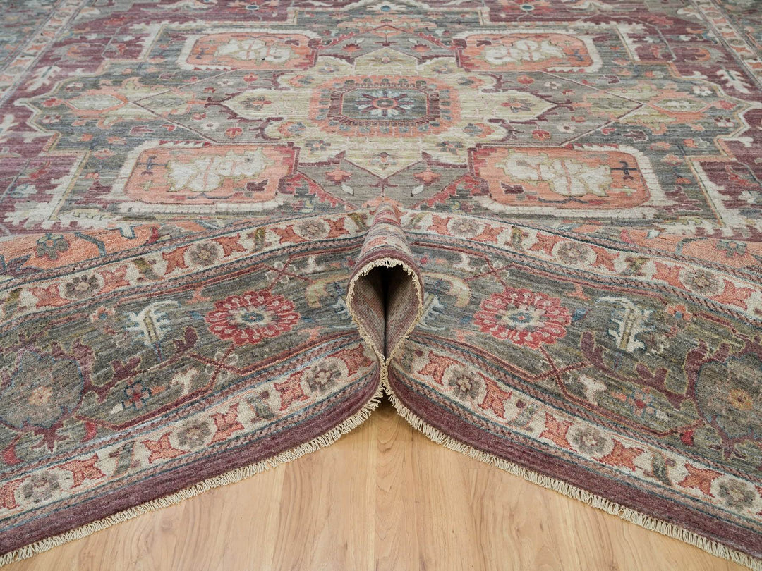 13'10" x 17'9" New Hand Knotted Red Wool Rectangle Oriental Rug - MOA10290137