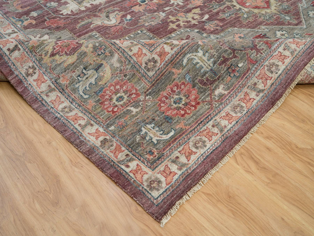 13'10" x 17'9" New Hand Knotted Red Wool Rectangle Oriental Rug - MOA10290137