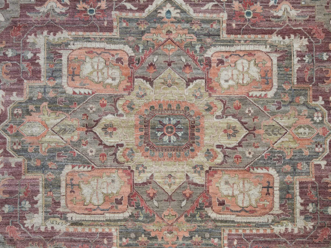 13'10" x 17'9" New Hand Knotted Red Wool Rectangle Oriental Rug - MOA10290137