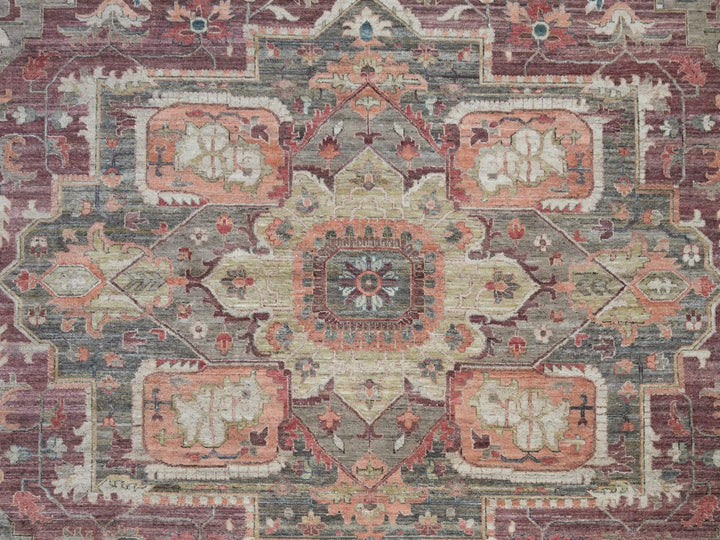 13'10" x 17'9" New Hand Knotted Red Wool Rectangle Oriental Rug - MOA10290137