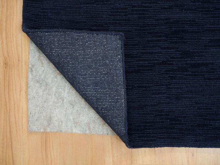 9'0" x 12'0" New Hand Loomed Blue Wool and Plant based Silk Rectangle Oriental Rug - MOA10290153