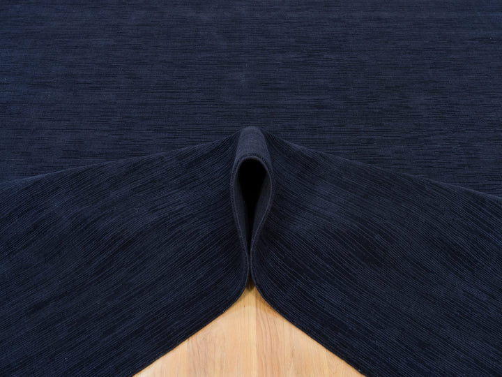 9'0" x 12'0" New Hand Loomed Blue Wool and Plant based Silk Rectangle Oriental Rug - MOA10290153