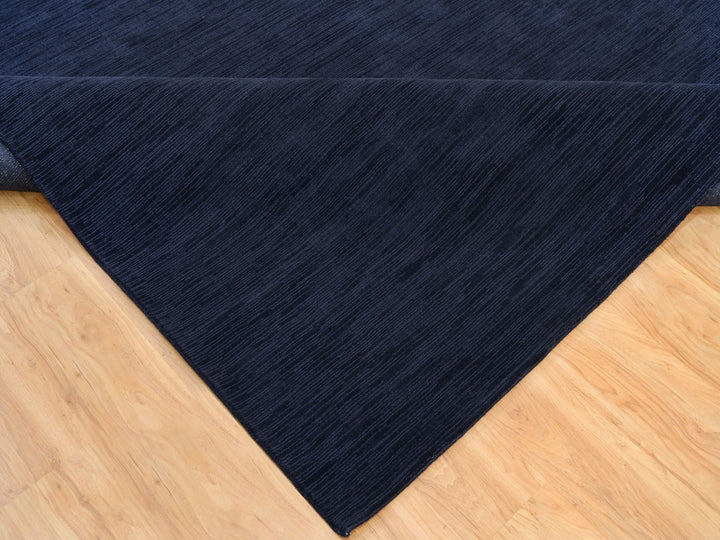 9'0" x 12'0" New Hand Loomed Blue Wool and Plant based Silk Rectangle Oriental Rug - MOA10290153