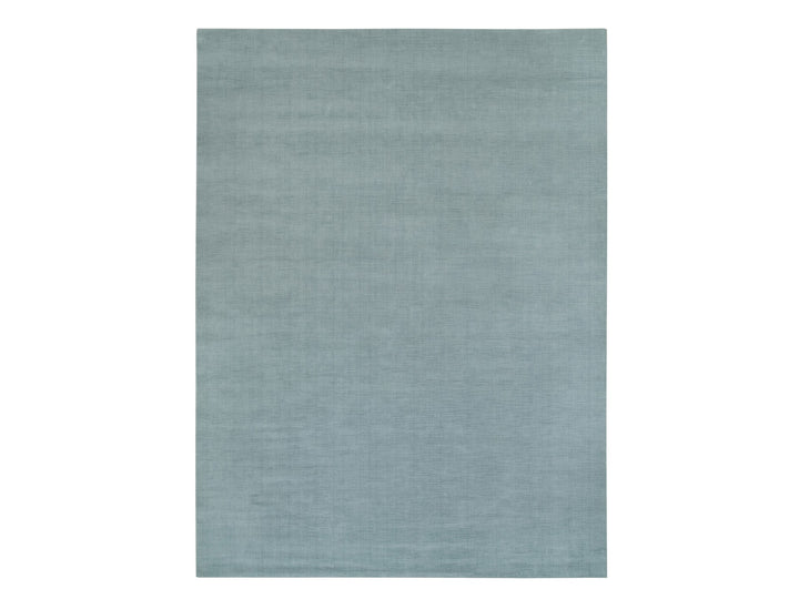 9'0" x 11'10" New Hand Loomed Grey Wool and Plant based Silk Rectangle Oriental Rug - MOA10290154