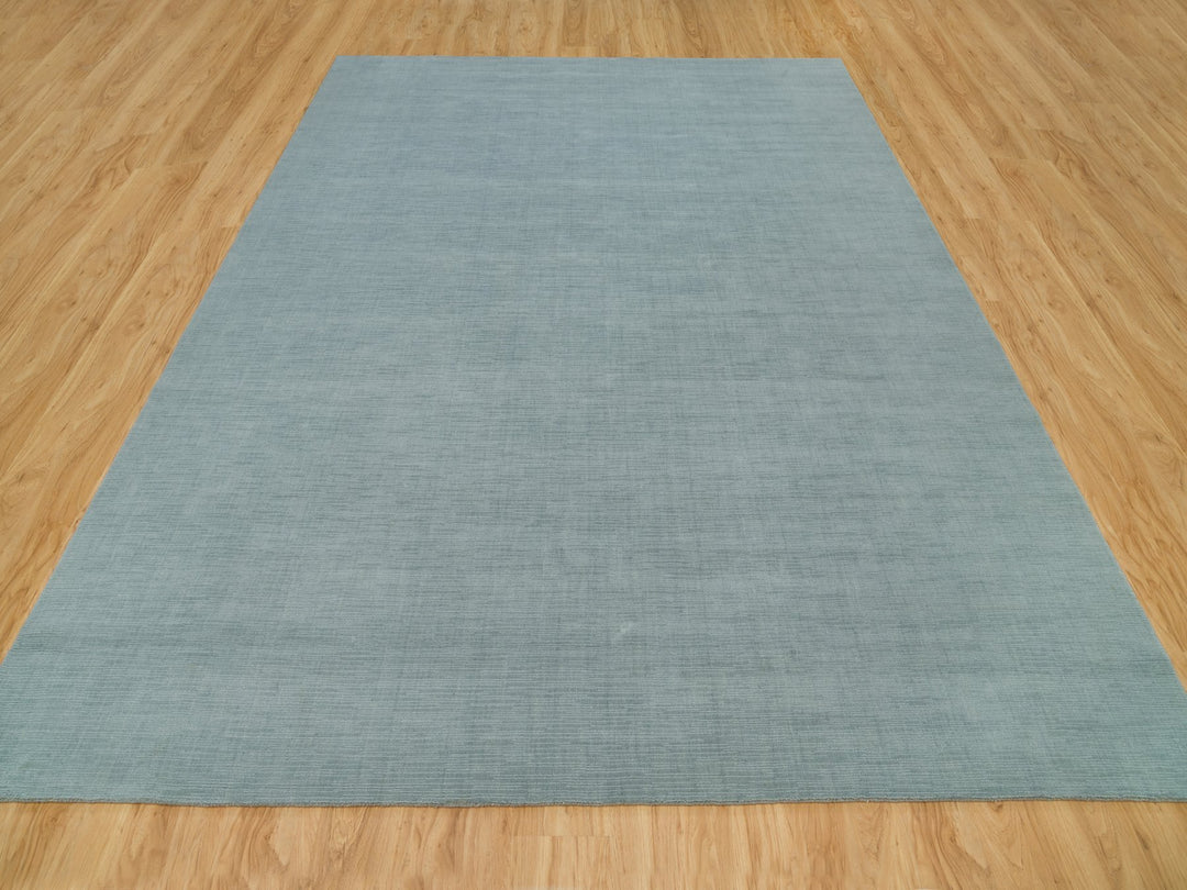 9'0" x 11'10" New Hand Loomed Grey Wool and Plant based Silk Rectangle Oriental Rug - MOA10290154