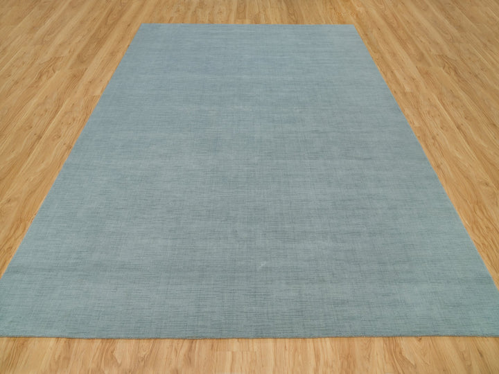 9'0" x 11'10" New Hand Loomed Grey Wool and Plant based Silk Rectangle Oriental Rug - MOA10290154