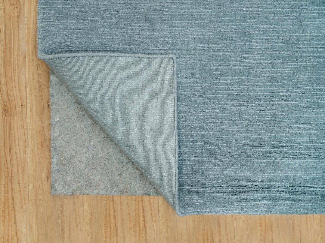 9'0" x 11'10" New Hand Loomed Grey Wool and Plant based Silk Rectangle Oriental Rug - MOA10290154