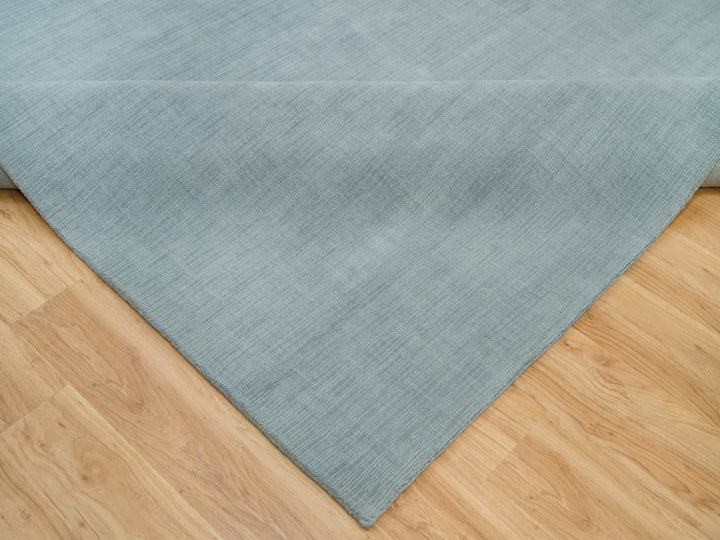 9'0" x 11'10" New Hand Loomed Grey Wool and Plant based Silk Rectangle Oriental Rug - MOA10290154