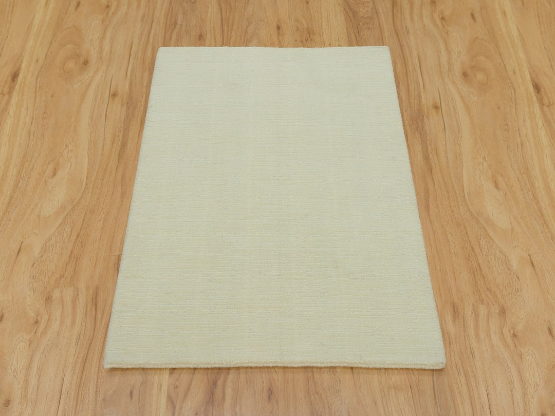2'0" x 3'0" New Hand Loomed Ivory Wool and Plant based Silk Rectangle Oriental Rug - MOA10290174