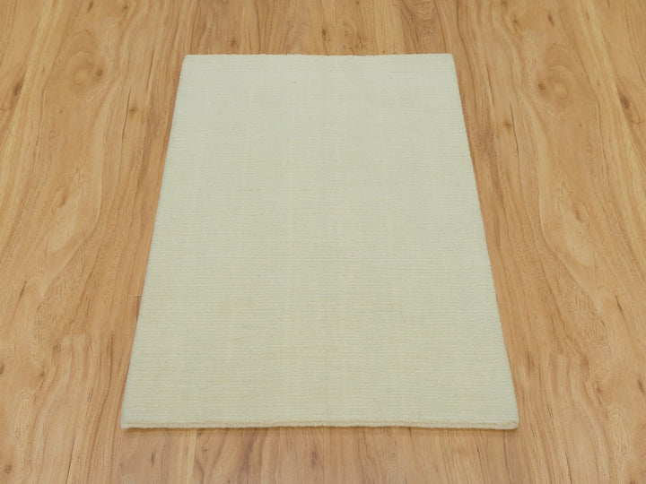 2'0" x 3'0" New Hand Loomed Ivory Wool and Plant based Silk Rectangle Oriental Rug - MOA10290174