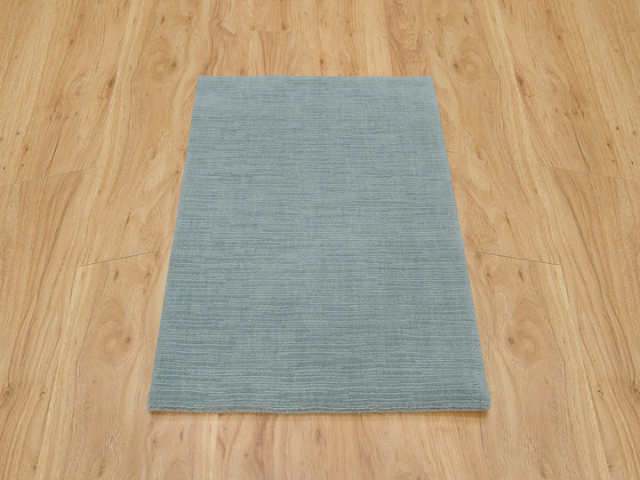 2'0" x 3'1" New Hand Loomed Grey Wool and Plant based Silk Rectangle Oriental Rug - MOA10290175