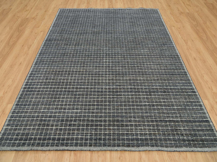 8'0" x 9'10" New Hand Loomed Grey Wool Rectangle Oriental Rug - MOA10290187