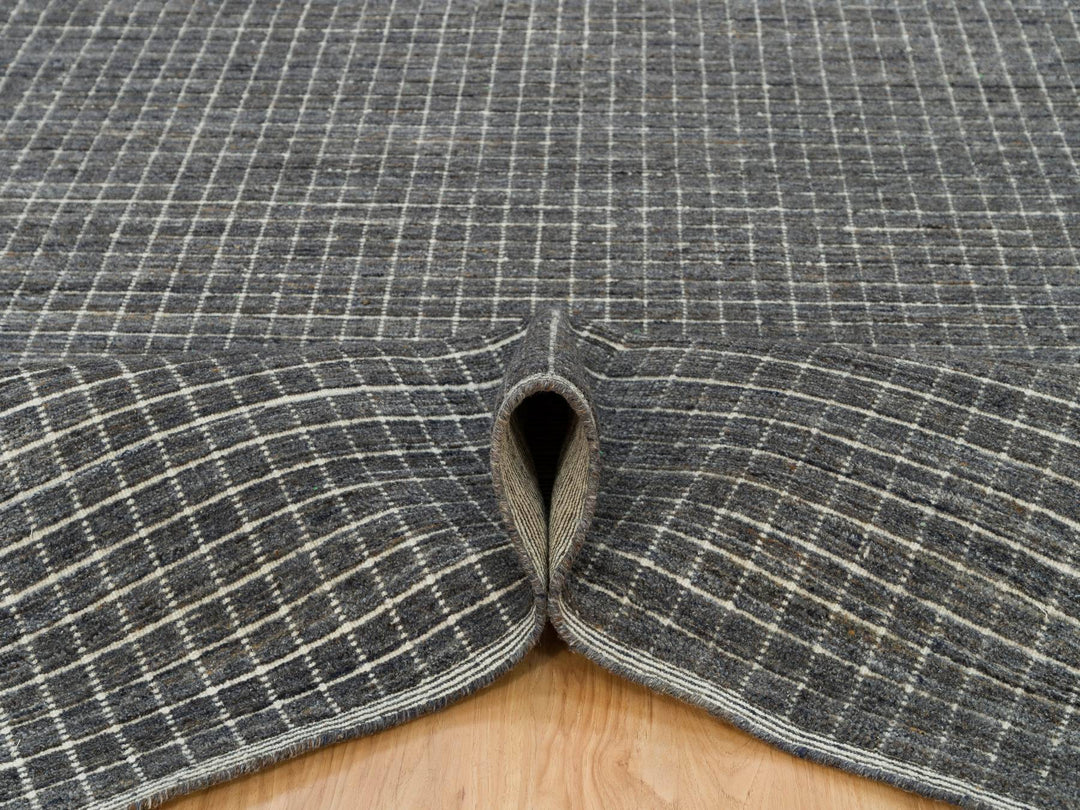 8'0" x 9'10" New Hand Loomed Grey Wool Rectangle Oriental Rug - MOA10290187