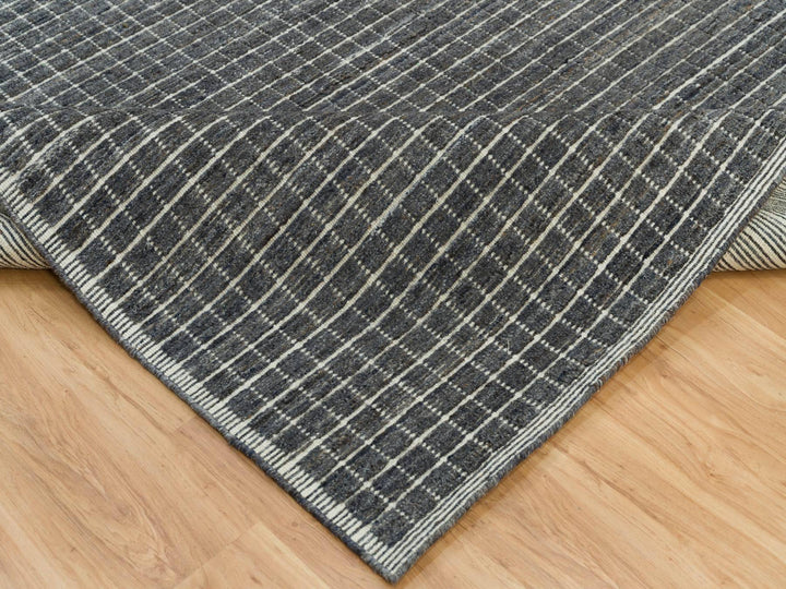 8'0" x 9'10" New Hand Loomed Grey Wool Rectangle Oriental Rug - MOA10290187