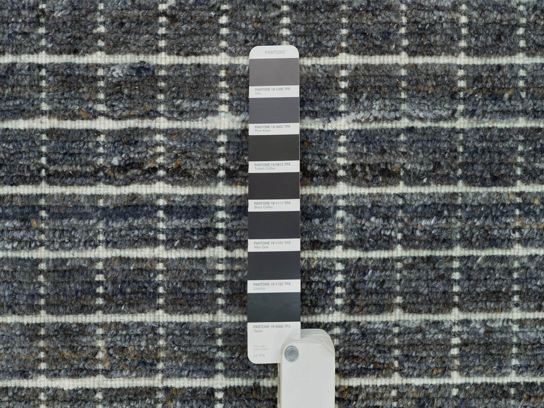 8'0" x 9'10" New Hand Loomed Grey Wool Rectangle Oriental Rug - MOA10290187