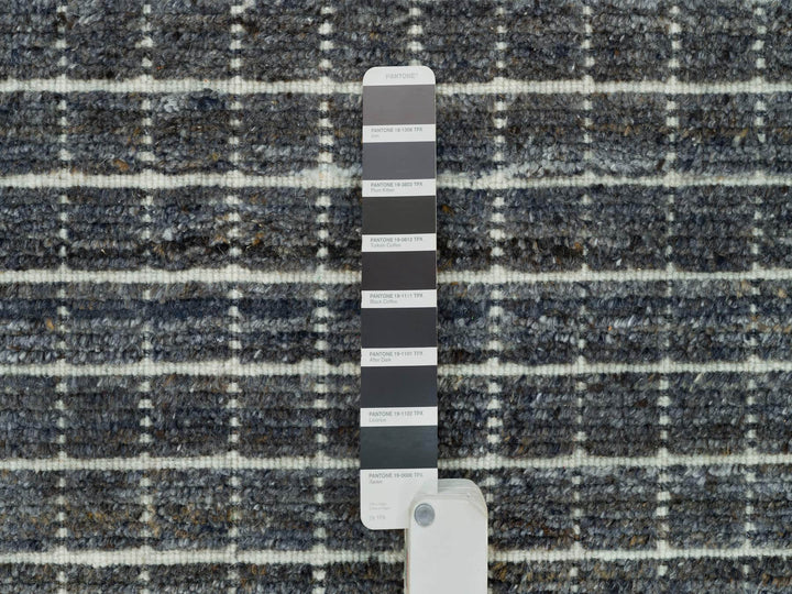 8'0" x 9'10" New Hand Loomed Grey Wool Rectangle Oriental Rug - MOA10290187