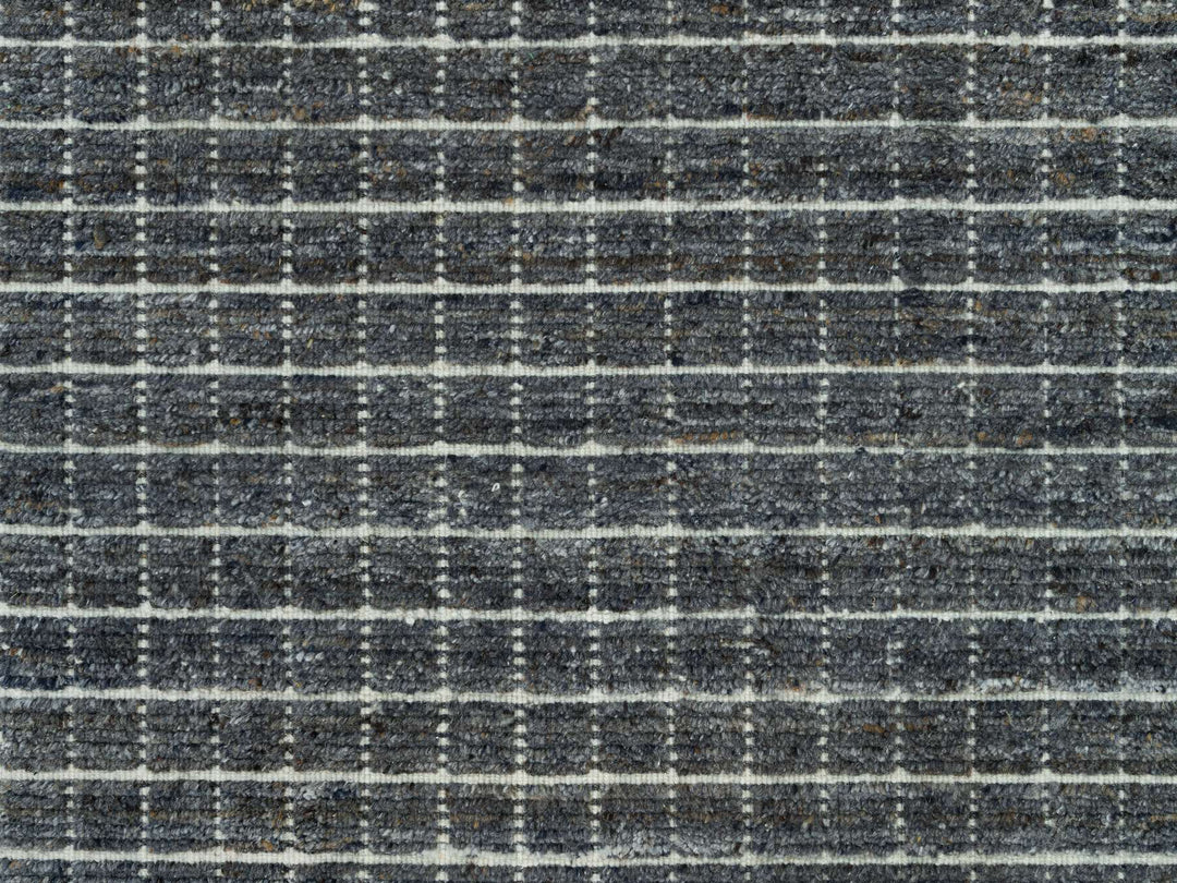 8'0" x 9'10" New Hand Loomed Grey Wool Rectangle Oriental Rug - MOA10290187