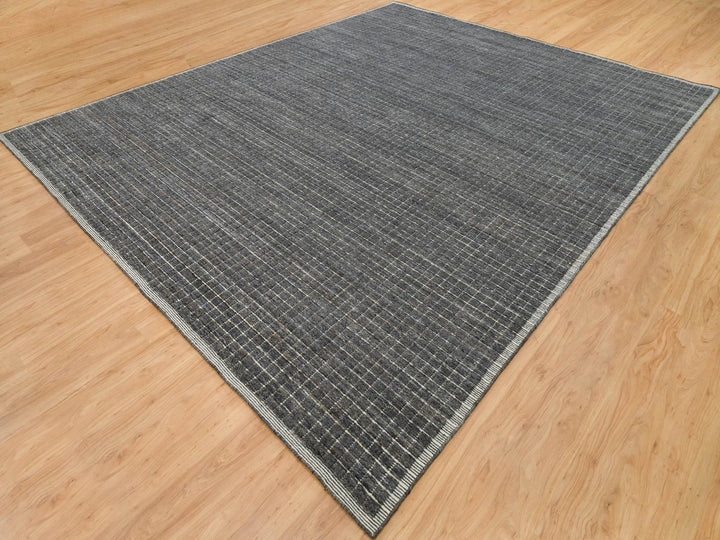 12'0" x 14'9" New Hand Loomed Grey Wool Rectangle Oriental Rug - MOA10290188