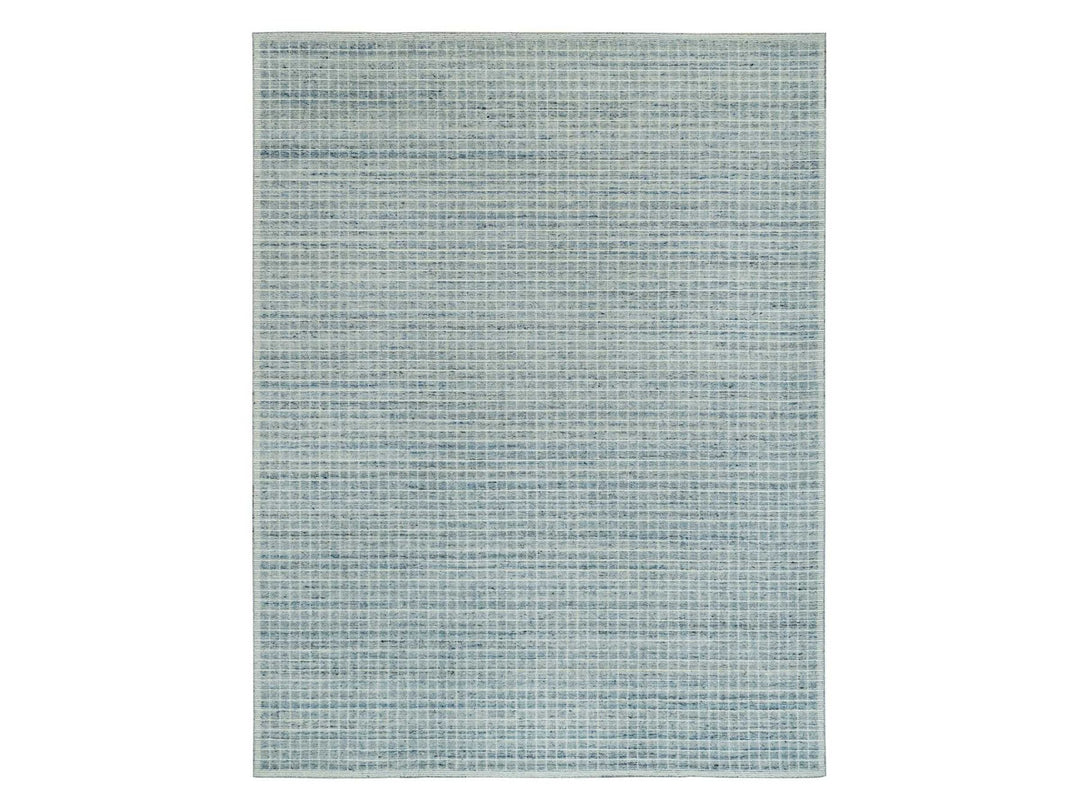 9'1" x 11'10" New Hand Loomed Blue Wool Rectangle Oriental Rug - MOA10290192