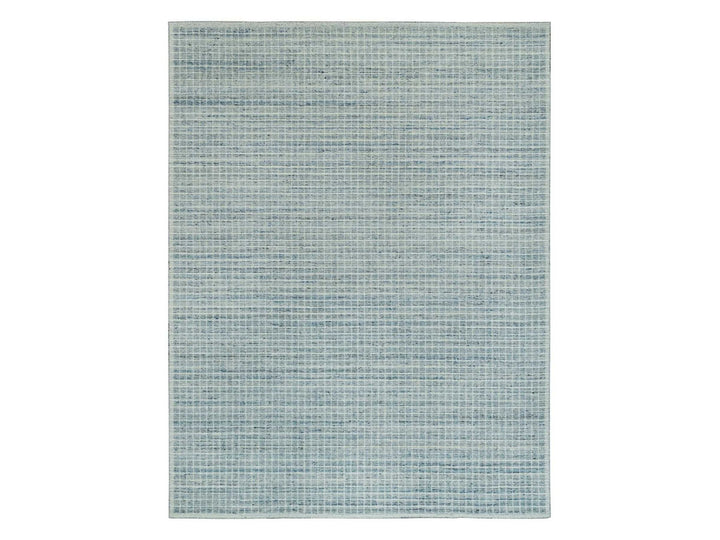 9'1" x 11'10" New Hand Loomed Blue Wool Rectangle Oriental Rug - MOA10290192