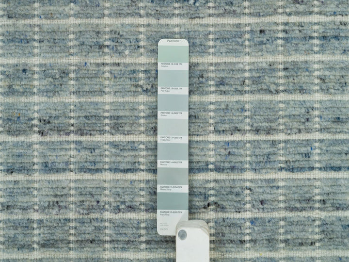 9'1" x 11'10" New Hand Loomed Blue Wool Rectangle Oriental Rug - MOA10290192