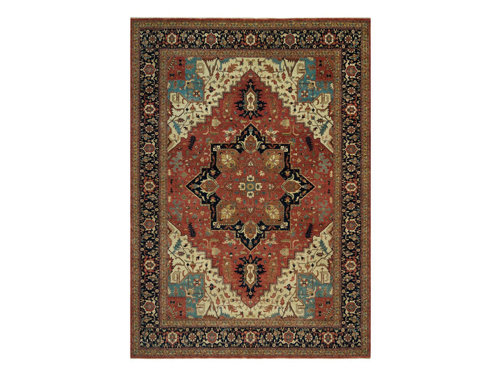 9'11" x 14'0" New Hand Knotted Red Wool Rectangle Oriental Rug - MOA10290268