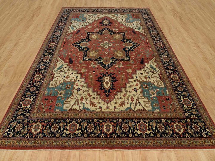 9'11" x 14'0" New Hand Knotted Red Wool Rectangle Oriental Rug - MOA10290268