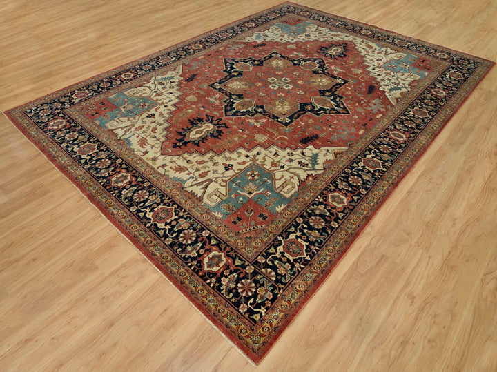 9'11" x 14'0" New Hand Knotted Red Wool Rectangle Oriental Rug - MOA10290268