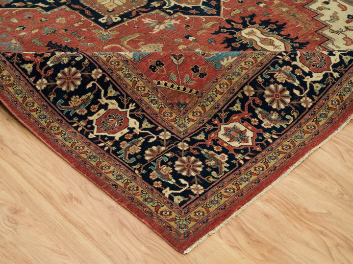 9'11" x 14'0" New Hand Knotted Red Wool Rectangle Oriental Rug - MOA10290268