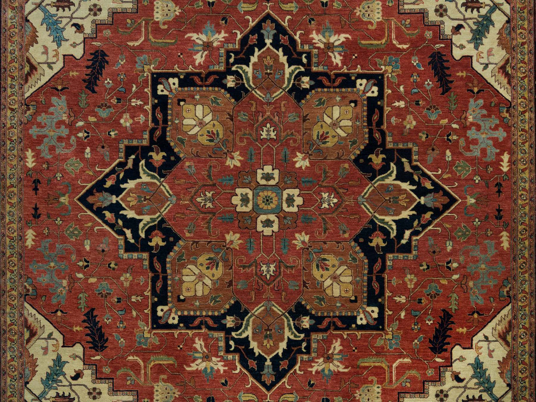 9'11" x 14'0" New Hand Knotted Red Wool Rectangle Oriental Rug - MOA10290268