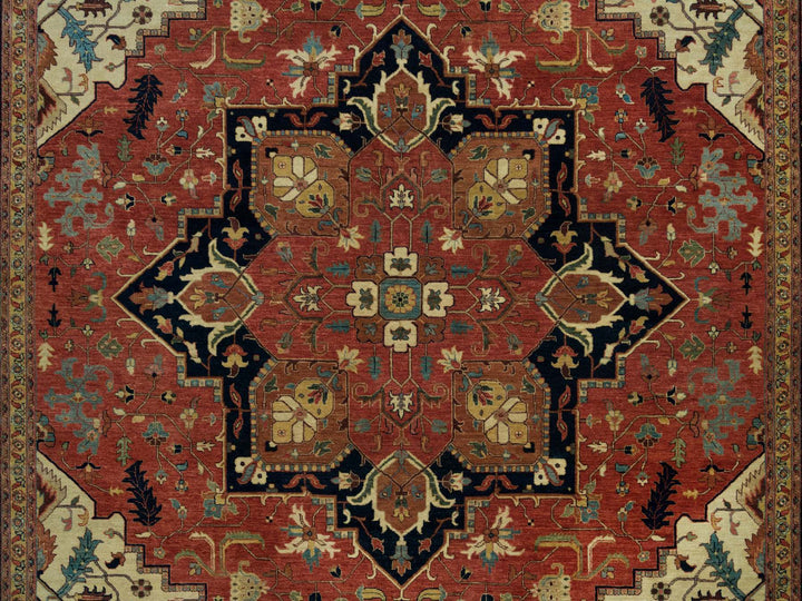 9'11" x 14'0" New Hand Knotted Red Wool Rectangle Oriental Rug - MOA10290268