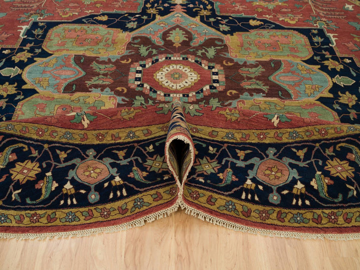 13'11" x 13'11" New Hand Knotted Red Wool Round Oriental Rug - MOA10290297