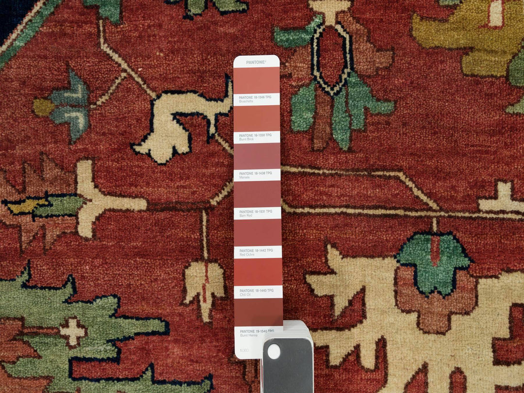 13'11" x 13'11" New Hand Knotted Red Wool Round Oriental Rug - MOA10290297