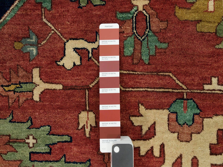 13'11" x 13'11" New Hand Knotted Red Wool Round Oriental Rug - MOA10290297