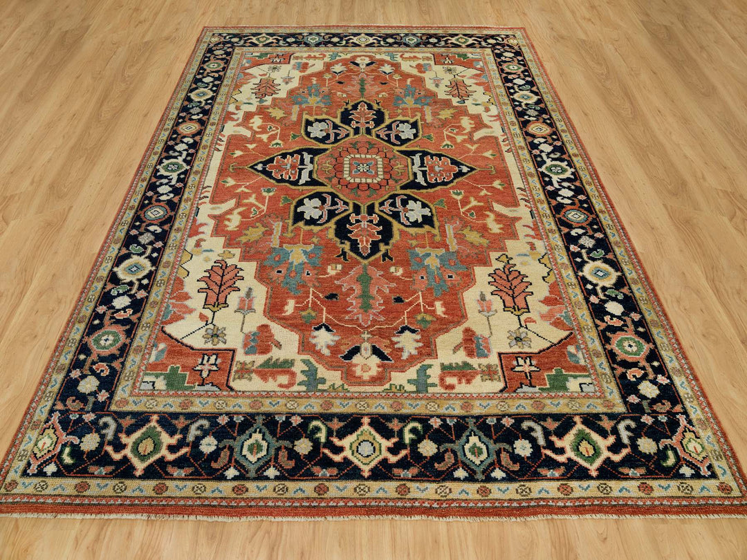 9'0" x 11'11" New Hand Knotted Red Wool Rectangle Oriental Rug - MOA10290300