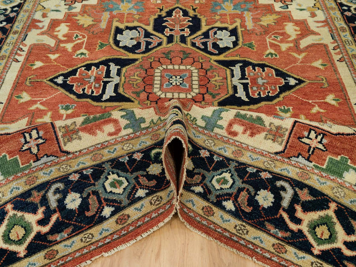 9'0" x 11'11" New Hand Knotted Red Wool Rectangle Oriental Rug - MOA10290300