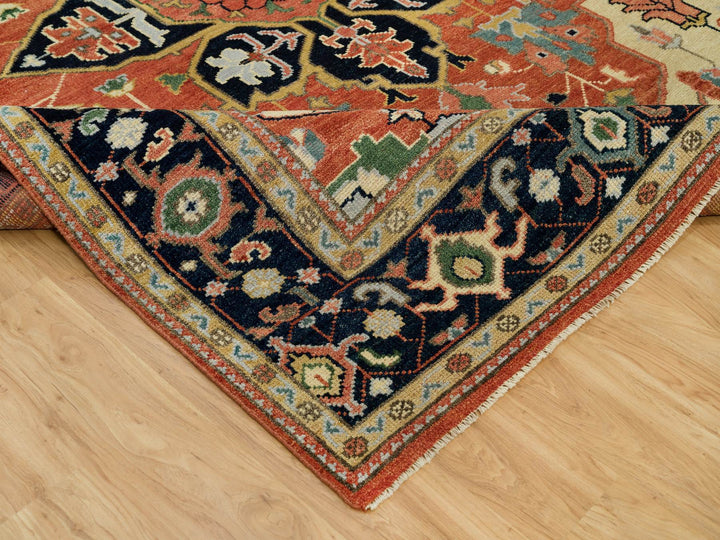 9'0" x 11'11" New Hand Knotted Red Wool Rectangle Oriental Rug - MOA10290300