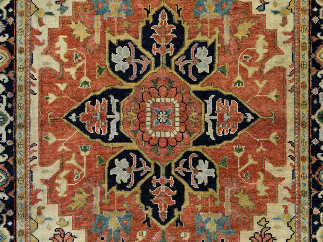 9'0" x 11'11" New Hand Knotted Red Wool Rectangle Oriental Rug - MOA10290300