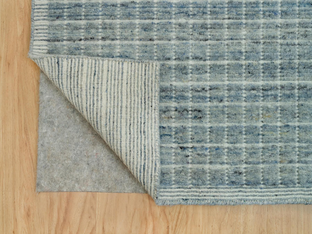 9'11" x 13'9" New Hand Loomed Blue Wool Rectangle Oriental Rug - MOA10290335