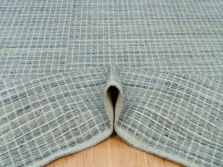 9'11" x 13'9" New Hand Loomed Blue Wool Rectangle Oriental Rug - MOA10290335