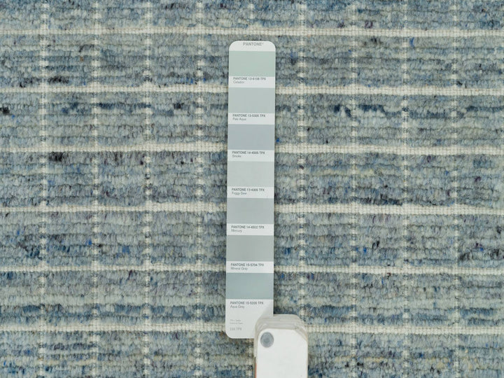 9'11" x 13'9" New Hand Loomed Blue Wool Rectangle Oriental Rug - MOA10290335