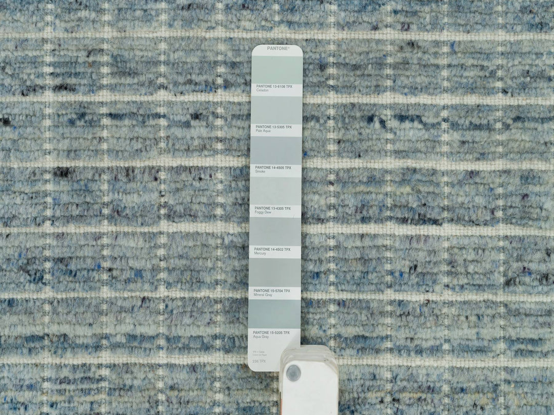 9'11" x 13'9" New Hand Loomed Blue Wool Rectangle Oriental Rug - MOA10290335